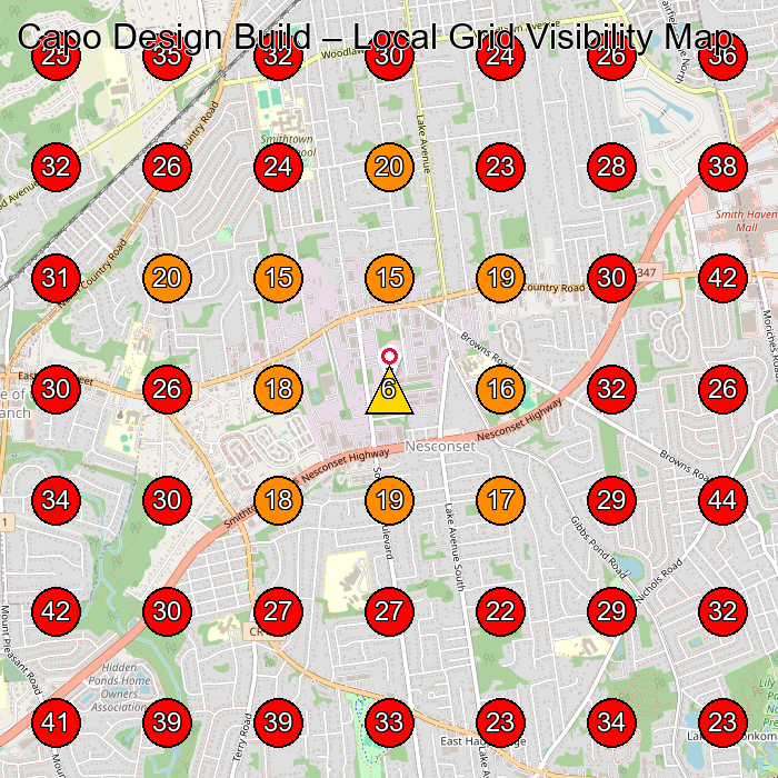 Capo Design Build GeoGrid visibility map for Construction Company in St James